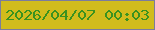 文字の大きさ：3、枠の色：7b7c9d、背景の色：d1bc1c、文字の色：3a921f 無料ブログパーツのブログ時計