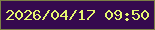 文字の大きさ：3、枠の色：7b7f46、背景の色：350a4e、文字の色：e5f770 無料ブログパーツのブログ時計