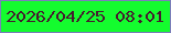 文字の大きさ：1、枠の色：7b7fba、背景の色：14fc2e、文字の色：461b2e 無料ブログパーツのブログ時計