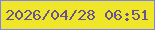文字の大きさ：2、枠の色：7b81f4、背景の色：efe529、文字の色：675292 無料ブログパーツのブログ時計