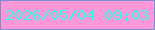 文字の大きさ：2、枠の色：7b8dce、背景の色：fd99d8、文字の色：36f5e3 無料ブログパーツのブログ時計