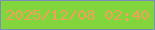 文字の大きさ：5、枠の色：7b90b5、背景の色：83d53d、文字の色：f0a157 無料ブログパーツのブログ時計
