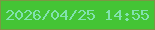 文字の大きさ：3、枠の色：7b9744、背景の色：44c435、文字の色：81e2ae 無料ブログパーツのブログ時計