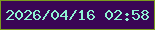 文字の大きさ：1、枠の色：7b9b1e、背景の色：3a0555、文字の色：8ef3d3 無料ブログパーツのブログ時計