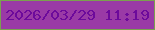 文字の大きさ：3、枠の色：7ba04f、背景の色：9a3aa6、文字の色：6c0a9b 無料ブログパーツのブログ時計