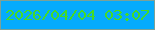 文字の大きさ：3、枠の色：7ba197、背景の色：05abfc、文字の色：44da28 無料ブログパーツのブログ時計