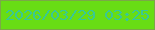 文字の大きさ：2、枠の色：7ba847、背景の色：68dd14、文字の色：38c895 無料ブログパーツのブログ時計