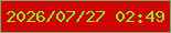 文字の大きさ：4、枠の色：7ba86a、背景の色：cf0507、文字の色：82f02c 無料ブログパーツのブログ時計