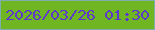 文字の大きさ：2、枠の色：7baeac、背景の色：70b522、文字の色：5c38ce 無料ブログパーツのブログ時計