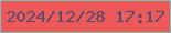 文字の大きさ：3、枠の色：7bbfb9、背景の色：ed5958、文字の色：554b6c 無料ブログパーツのブログ時計