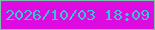 文字の大きさ：1、枠の色：7bc0ad、背景の色：de0be0、文字の色：3ac4d3 無料ブログパーツのブログ時計