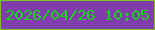 文字の大きさ：2、枠の色：7bc521、背景の色：7f3eac、文字の色：1bd21a 無料ブログパーツのブログ時計