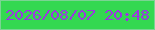 文字の大きさ：3、枠の色：7bd493、背景の色：34d851、文字の色：9b37e1 無料ブログパーツのブログ時計