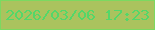 文字の大きさ：5、枠の色：7bd961、背景の色：aac35e、文字の色：54d769 無料ブログパーツのブログ時計