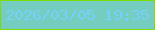 文字の大きさ：2、枠の色：7bdc06、背景の色：75cdbf、文字の色：75d0fe 無料ブログパーツのブログ時計