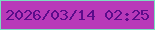 文字の大きさ：2、枠の色：7bdec0、背景の色：b839b9、文字の色：5b0c8b 無料ブログパーツのブログ時計