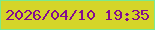 文字の大きさ：2、枠の色：7bea8c、背景の色：d5d529、文字の色：840c8f 無料ブログパーツのブログ時計