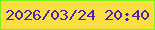 文字の大きさ：2、枠の色：7bf214、背景の色：fade42、文字の色：4c23ab 無料ブログパーツのブログ時計