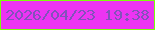 文字の大きさ：1、枠の色：7bfe0a、背景の色：ec34f2、文字の色：8252bb 無料ブログパーツのブログ時計