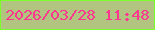 文字の大きさ：5、枠の色：7bff2d、背景の色：b2c580、文字の色：fe368d 無料ブログパーツのブログ時計