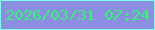 文字の大きさ：1、枠の色：7bffef、背景の色：8b8ee1、文字の色：2ef770 無料ブログパーツのブログ時計