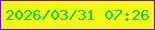 文字の大きさ：1、枠の色：7c02c4、背景の色：f2f917、文字の色：0fd251 無料ブログパーツのブログ時計