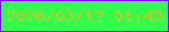 文字の大きさ：1、枠の色：7c05fe、背景の色：32fd4f、文字の色：c3c827 無料ブログパーツのブログ時計