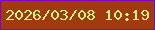 文字の大きさ：4、枠の色：7c06c5、背景の色：a13911、文字の色：c9f488 無料ブログパーツのブログ時計