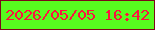 文字の大きさ：5、枠の色：7c0719、背景の色：57fb1f、文字の色：fc133f 無料ブログパーツのブログ時計