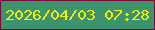 文字の大きさ：3、枠の色：7c0735、背景の色：3c946f、文字の色：f6ef06 無料ブログパーツのブログ時計