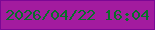 文字の大きさ：4、枠の色：7c0795、背景の色：a31b9f、文字の色：096f29 無料ブログパーツのブログ時計