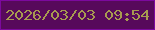 文字の大きさ：3、枠の色：7c099e、背景の色：57095b、文字の色：a79a50 無料ブログパーツのブログ時計