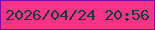 文字の大きさ：5、枠の色：7c0aa8、背景の色：f83388、文字の色：0f3e38 無料ブログパーツのブログ時計