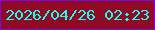 文字の大きさ：1、枠の色：7c0adf、背景の色：900a25、文字の色：1cfdea 無料ブログパーツのブログ時計
