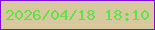 文字の大きさ：3、枠の色：7c0cde、背景の色：d7c99d、文字の色：62e04a 無料ブログパーツのブログ時計