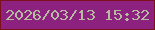 文字の大きさ：3、枠の色：7c101e、背景の色：8c2180、文字の色：b8b9a1 無料ブログパーツのブログ時計