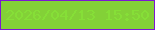 文字の大きさ：4、枠の色：7c18d2、背景の色：83d137、文字の色：86df37 無料ブログパーツのブログ時計