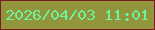 文字の大きさ：5、枠の色：7c1c20、背景の色：93953c、文字の色：6cf49d 無料ブログパーツのブログ時計