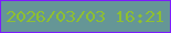 文字の大きさ：1、枠の色：7c1cff、背景の色：659696、文字の色：8ebf31 無料ブログパーツのブログ時計