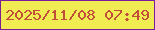 文字の大きさ：1、枠の色：7c1d99、背景の色：f2ec53、文字の色：c14e3a 無料ブログパーツのブログ時計