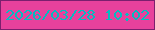 文字の大きさ：1、枠の色：7c1f6e、背景の色：e8419c、文字の色：04bcc0 無料ブログパーツのブログ時計