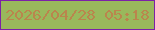 文字の大きさ：4、枠の色：7c21a7、背景の色：99b85c、文字の色：ba854d 無料ブログパーツのブログ時計