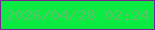 文字の大きさ：5、枠の色：7c2393、背景の色：0bea40、文字の色：58c36b 無料ブログパーツのブログ時計