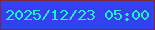 文字の大きさ：3、枠の色：7c2935、背景の色：3441ec、文字の色：18f5cd 無料ブログパーツのブログ時計
