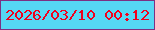 文字の大きさ：4、枠の色：7c3183、背景の色：55d8f4、文字の色：f0001c 無料ブログパーツのブログ時計