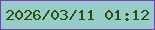 文字の大きさ：5、枠の色：7c3bb8、背景の色：96cdc8、文字の色：314d09 無料ブログパーツのブログ時計