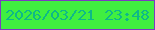 文字の大きさ：4、枠の色：7c3bc1、背景の色：40ef40、文字の色：0db988 無料ブログパーツのブログ時計