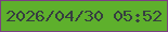 文字の大きさ：5、枠の色：7c3e84、背景の色：5eb02c、文字の色：363e40 無料ブログパーツのブログ時計