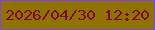 文字の大きさ：2、枠の色：7c43ee、背景の色：8f7300、文字の色：800841 無料ブログパーツのブログ時計