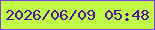 文字の大きさ：1、枠の色：7c44da、背景の色：bffb47、文字の色：4a169f 無料ブログパーツのブログ時計